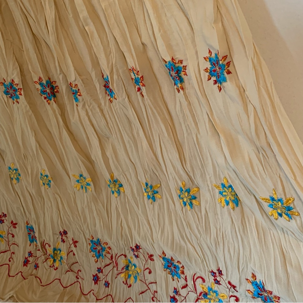 Embroidered Boho Crinkle Maxi Skirt - Picture 3 of 7